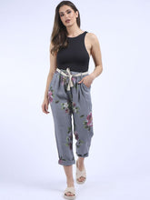 Load image into Gallery viewer, &#39;Rhoda&#39; Charcoal Floral Print Linen Trouser