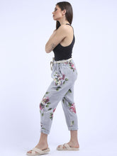 Load image into Gallery viewer, &#39;Rhoda&#39; Grey Floral Print Linen Trouser