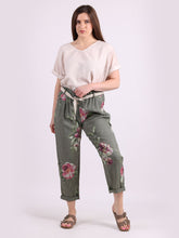 Load image into Gallery viewer, &#39;Rhoda&#39; Khaki Floral Print Linen Trouser