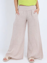 Load image into Gallery viewer, Beige Wide Leg Linen Palazzo Pant