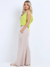 Load image into Gallery viewer, Beige Wide Leg Linen Palazzo Pant