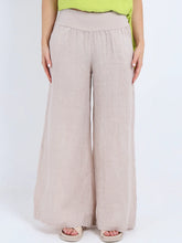 Load image into Gallery viewer, Beige Wide Leg Linen Palazzo Pant
