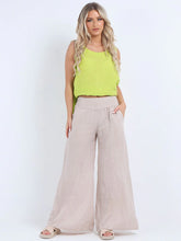 Load image into Gallery viewer, Beige Wide Leg Linen Palazzo Pant