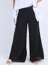 Load image into Gallery viewer, Black Wide Leg Linen Palazzo Pant