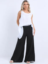 Load image into Gallery viewer, Black Wide Leg Linen Palazzo Pant