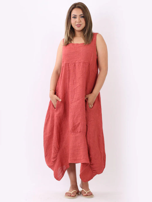 Sugar Poppy 100% Linen Slouchy Dress