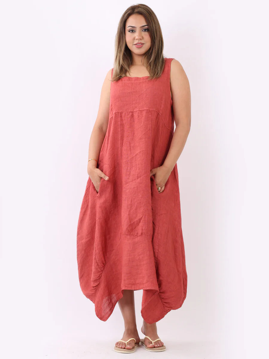 Sugar Poppy 100% Linen Slouchy Dress