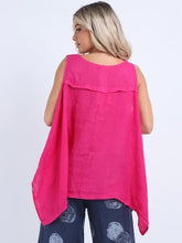 Load image into Gallery viewer, Fuchsia Sleeveless 100% Linen Tunic Top