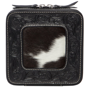 Jewellery Box Black & White Tooled Cowhide