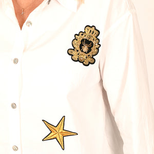 "Julia" Long Sleeve White Shirt with Embroidery - Love Lola
