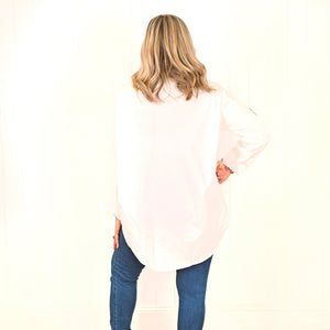 "Julia" Long Sleeve White Shirt with Embroidery - Love Lola