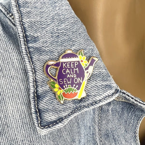 Keep Calm and Sew On Enamel Lapel Pin