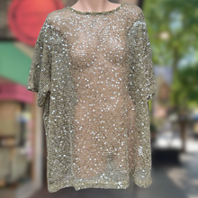 Load image into Gallery viewer, Khaki Sequin Knit Top - By Frankie
