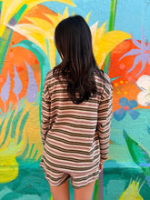 Load image into Gallery viewer, Khaki/Beige Stripe Long Sleeve Top &amp; Short Set - By Frankie