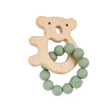 Load image into Gallery viewer, Koala Sage Green Silicone &amp; Beechwood Teether