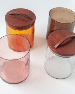 Clear Large Canister - Handblown Recycled Glass