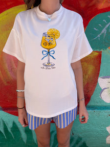 'La Dolce Vita' White/Blue T-Shirt Set - By Frankie