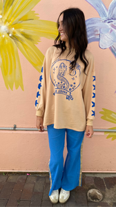 La Sirena Beige L/S Top & Blue Pant Set - By Frankie