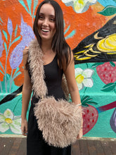 Load image into Gallery viewer, Latte Mongolian Fleece Crossbody Bag