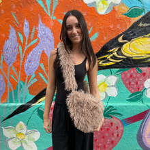 Load image into Gallery viewer, Latte Mongolian Fleece Crossbody Bag