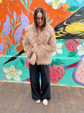 Load image into Gallery viewer, Latte Mongolian Fleece Cropped Jacket
