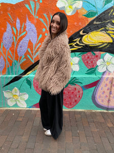 Latte Mongolian Fleece Cropped Jacket