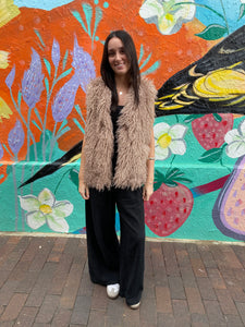 Latte Mongolian Fleece Vest