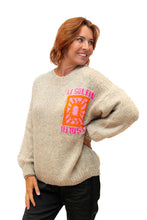 Load image into Gallery viewer, Beige Le Soleil Wool Mix Knit Sweater with Sun Motif