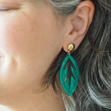 Load image into Gallery viewer, Teal Leaf Drop Earrings - Erstwilder x Pete Cromer North America