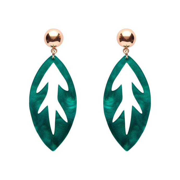 Teal Leaf Drop Earrings - Erstwilder x Pete Cromer North America