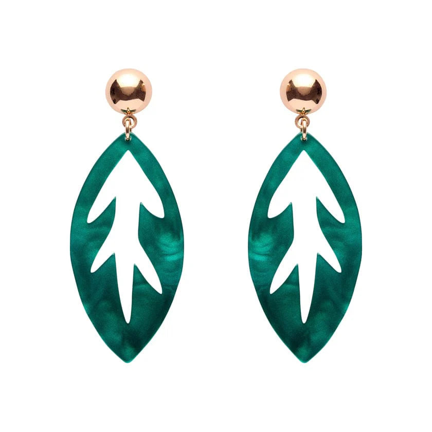 Teal Leaf Drop Earrings - Erstwilder x Pete Cromer North America