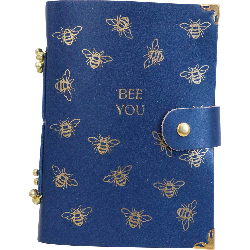 'Bee You' Navy Leather Notebook