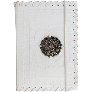 Small White Medal Leather Notebook