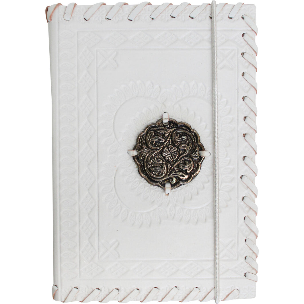 Small White Medal Leather Notebook