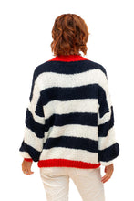 Load image into Gallery viewer, Navy Stripe Lele Mohair &amp; Wool Mix Chunky Sweater