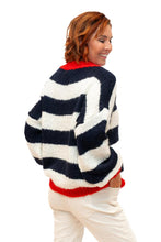 Load image into Gallery viewer, Navy Stripe Lele Mohair &amp; Wool Mix Chunky Sweater