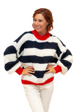 Load image into Gallery viewer, Navy Stripe Lele Mohair &amp; Wool Mix Chunky Sweater