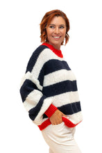 Load image into Gallery viewer, Navy Stripe Lele Mohair &amp; Wool Mix Chunky Sweater