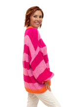 Load image into Gallery viewer, Pink Stripe Lele Mohair &amp; Wool Mix Chunky Sweater