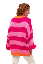 Load image into Gallery viewer, Pink Stripe Lele Mohair &amp; Wool Mix Chunky Sweater