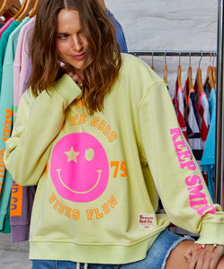 Lemon Happy Smily Washed Sweat - Hammill & Co