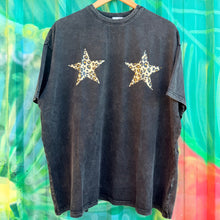 Load image into Gallery viewer, Leopard Star Black Acid Wash T-Shirt - By Frankie