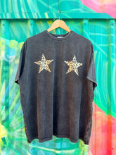 Load image into Gallery viewer, Leopard Star Black Acid Wash T-Shirt - By Frankie