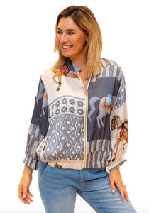 Light Grey Helen of Troy Horse Bomber Jacket
