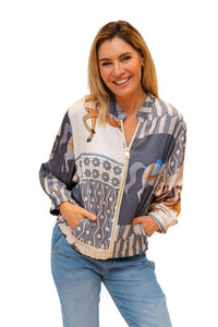Light Grey Helen of Troy Horse Bomber Jacket