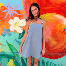 Load image into Gallery viewer, Light Denim Beaded Mini Dress - By Frankie