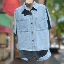 Load image into Gallery viewer, Light Denim Shirt &amp; Short Set - By Frankie