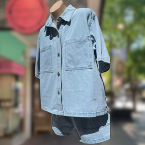 Light Denim Shirt & Short Set - By Frankie