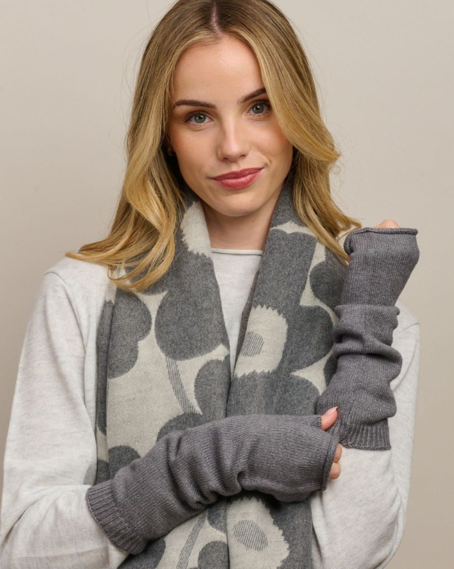 Light Grey Long Fingerless Mittens – By a Farmer's Daughter