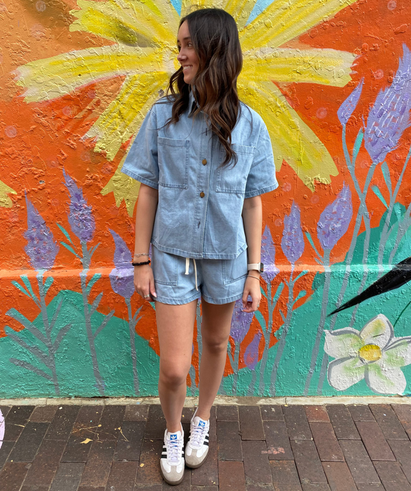 Light Denim Shirt & Short Set - By Frankie